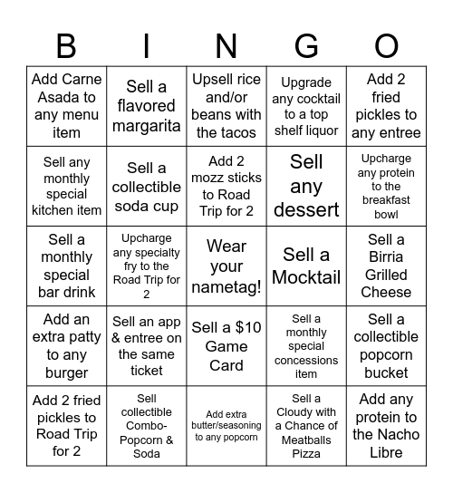 Server Bingo Card