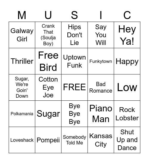 Klover's Ultimate Music Bingo Card