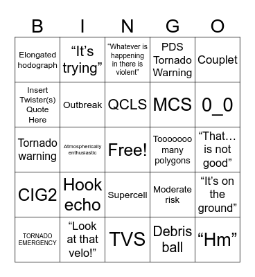 Severe Weather Bingo Card