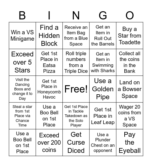 Mario Party Bingo Card