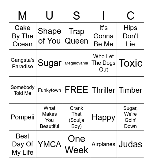 Klover's Ultimate Music Bingo Card