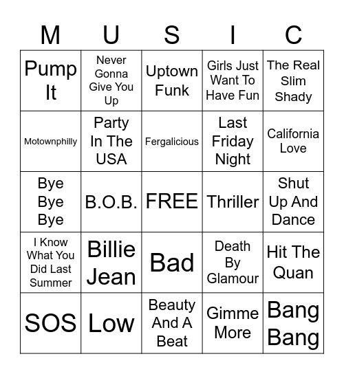 Klover's Ultimate Music Bingo Card