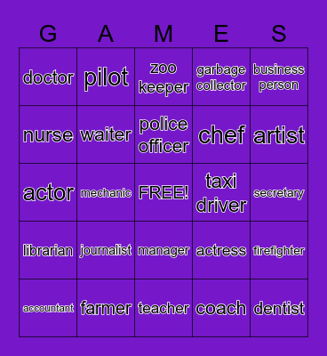 Sassy Sue's Word Games Bingo Card