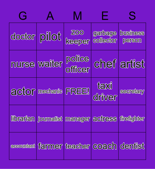 Sassy Sue's Word Games Bingo Card