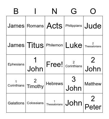 New Testament Bingo Card