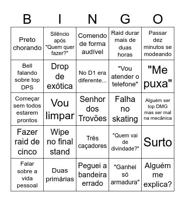 BINGO RAID Bingo Card