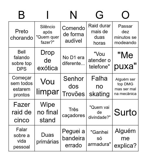 BINGO RAID Bingo Card