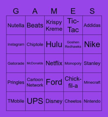 Sassy Sue's Word Game Bingo Card