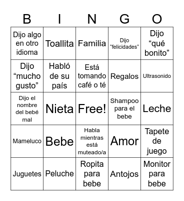 Bingo para Baby Shower Bingo Card
