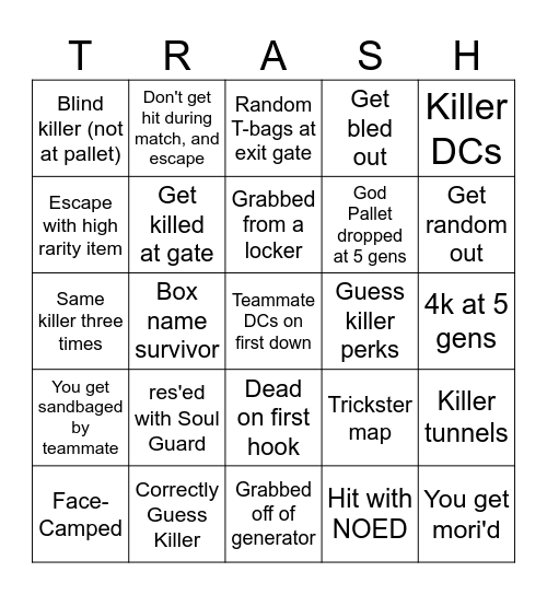 Ultimate DBD Bingo Card