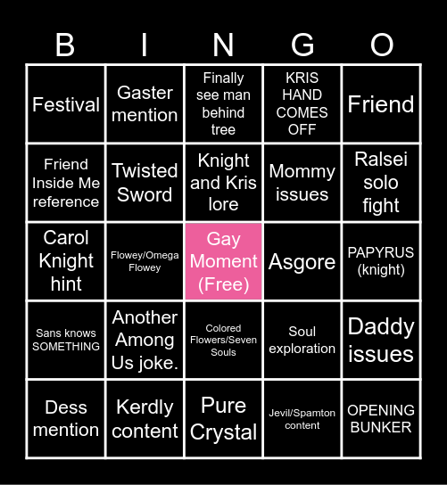 DELTARUNE CHAPTER 5 Bingo Card