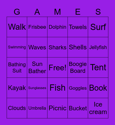 Sassy Sue's Word Game Bingo Card