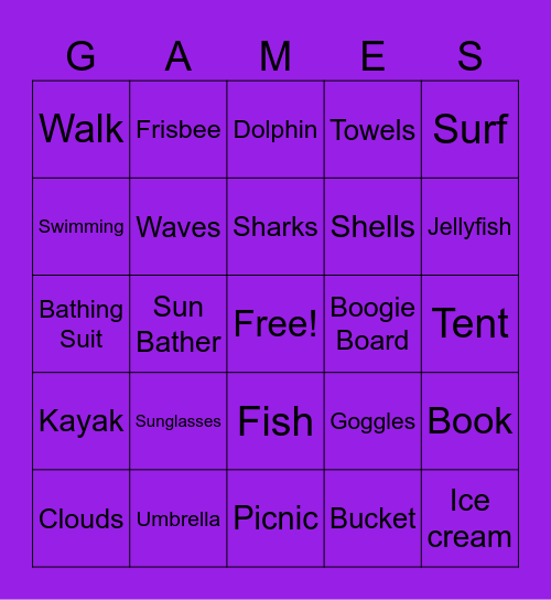 Sassy Sue's Word Game Bingo Card