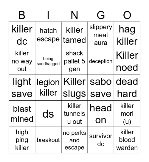 ANGY'S GOONER CARD Bingo Card