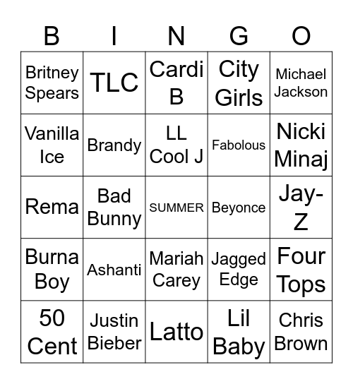 Baby Summer Bingo Card