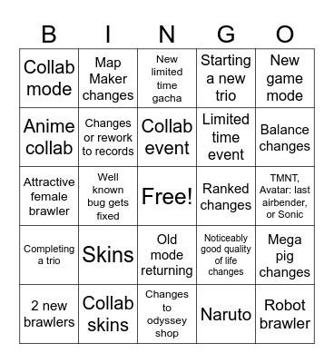 Brawl Talk Bingo Card