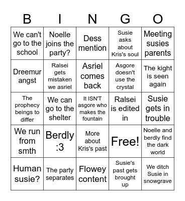 Deltarune chapter 5! Bingo Card