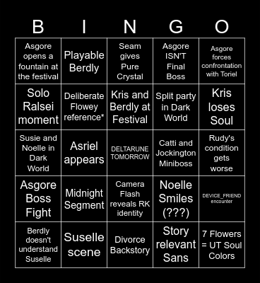 DELTARUNE CHAPTER 5 Bingo Card