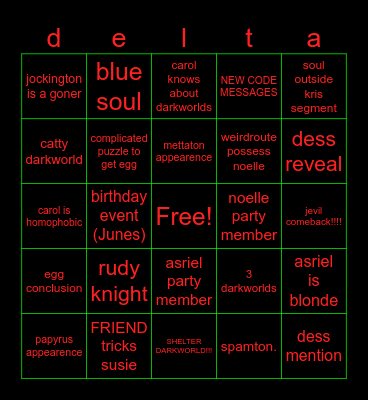 DELTARUNE Bingo Card