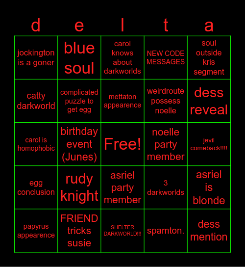 DELTARUNE Bingo Card