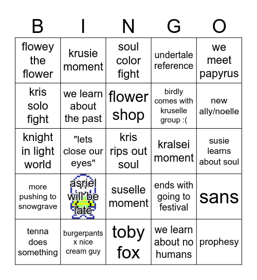 deltarune ch5 bingo card Bingo Card