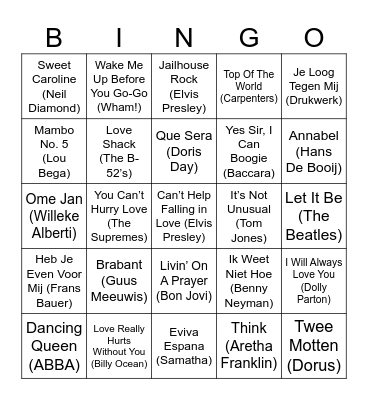 Duynsberg Muziekbingo Card