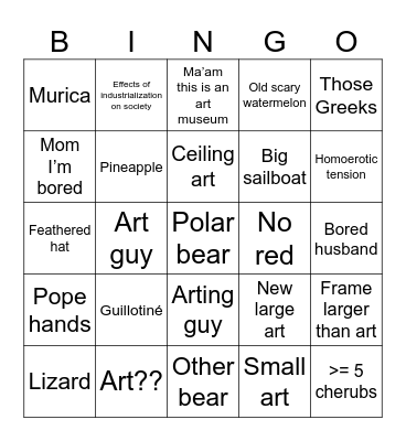 Musée d’Orsay Bingo Card
