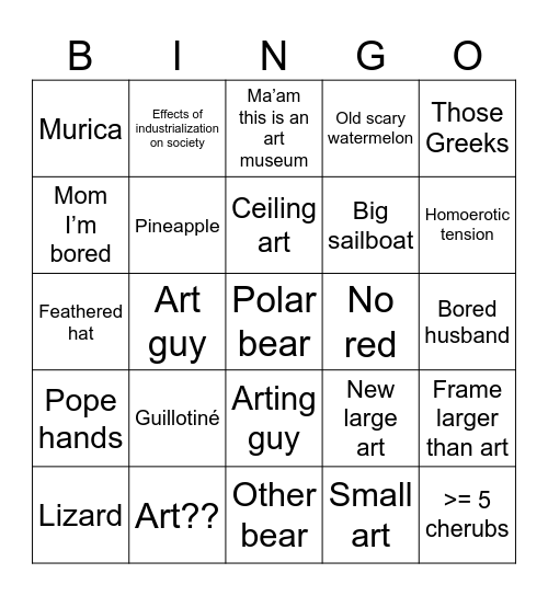 Musée d’Orsay Bingo Card