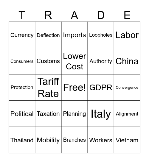 REI-NGO Bingo Card