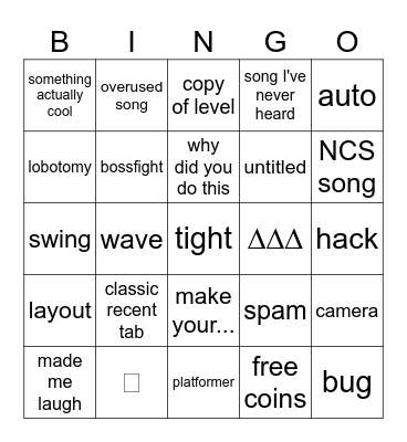 Recent tab 2.2 Bingo Card