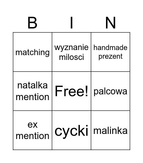 Elena Bingo Card