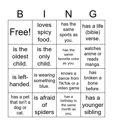 Find Someone Who... Bingo Card