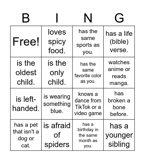 Find Someone Who... Bingo Card
