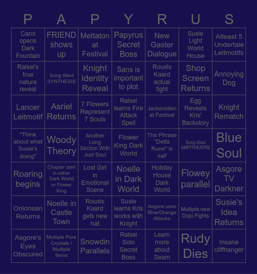DELTARUNE CHAPTER 5 Bingo Card