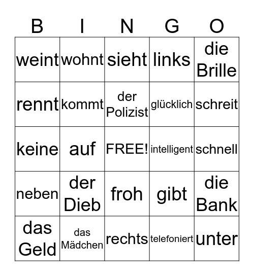 Das intelligente Mädchen Bingo Card