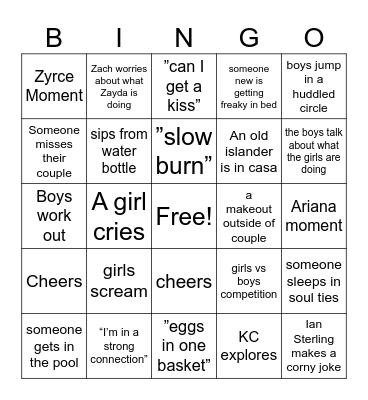LOVE ISLAND BINGO Card