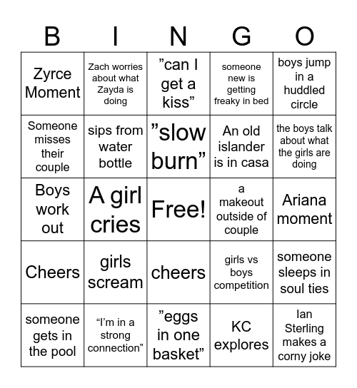 LOVE ISLAND BINGO Card