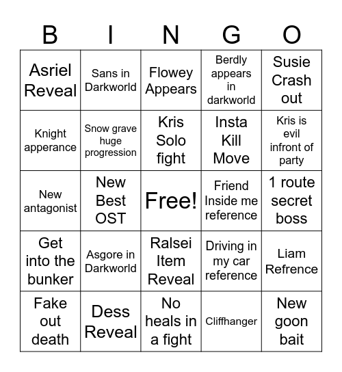 DELTARUNE CHPATER 5 Bingo Card