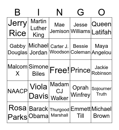 BLACK HISTORY BINGO Card