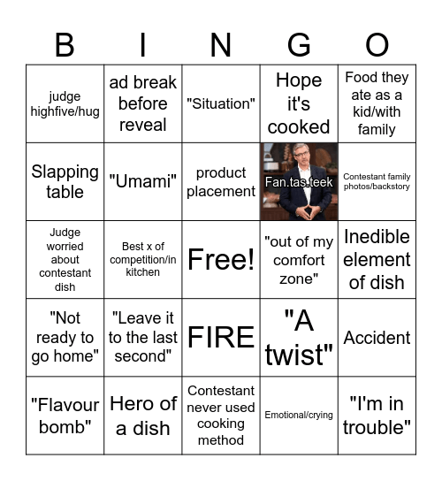 Masterchef Bingo Card