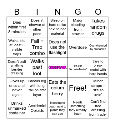 Bingo Unknown Bingo Card