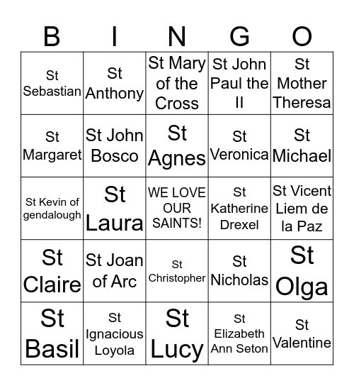 Walk of Saints Bingo! Bingo Card