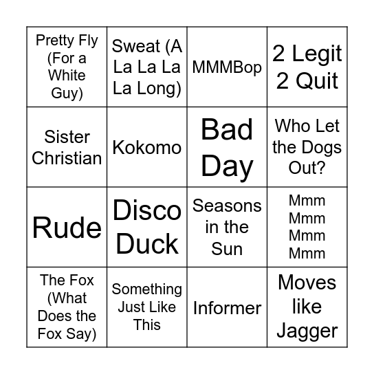 How Was This a HIT?! Bingo Card