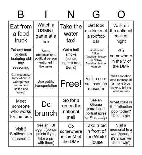 C and D’s DC Bingo Card