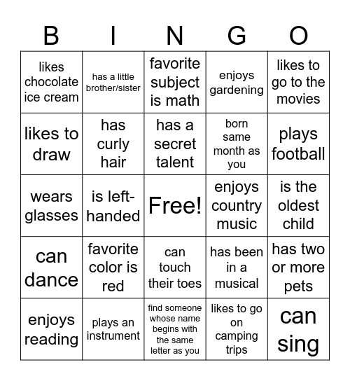 Camp JORI BINGO! Bingo Card