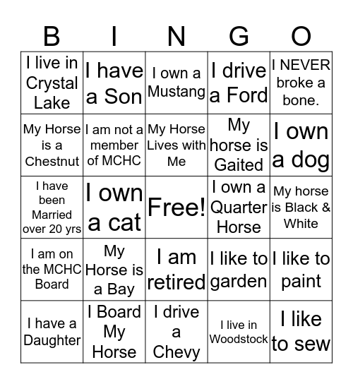 2017 WINTER PARTY Bingo Card