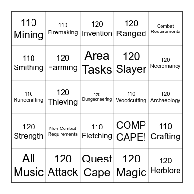 Comp Cape Requirements Bingo Card