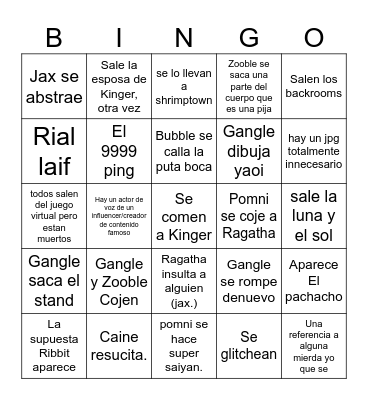 Ultimo cap Circo chupi guay digital Bingo Card