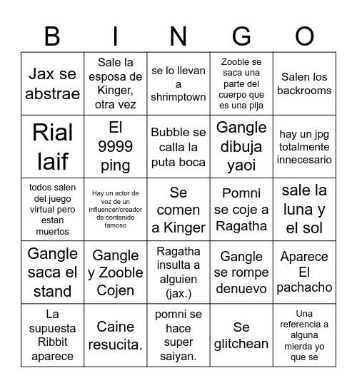 Ultimo cap Circo chupi guay digital Bingo Card
