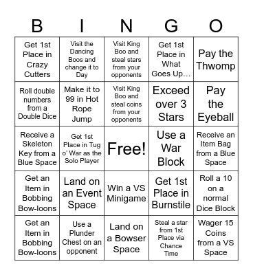 Mario Party Bingo Card